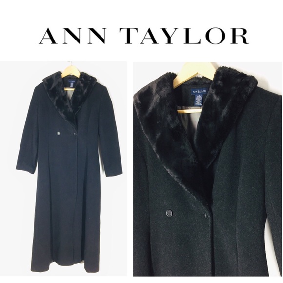 Ann Taylor Jackets & Blazers - Ann Taylor Wool Fur Collar Full Length Coat